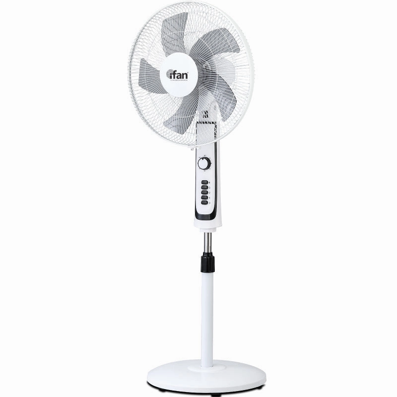 iFan 16" Stand Fan  Powerful Air Circulator, Adjustable Height, Oscillation, Timer, Thermal Protection, 4-Speed, white, IF505 standing and wall fan combo for airflow control