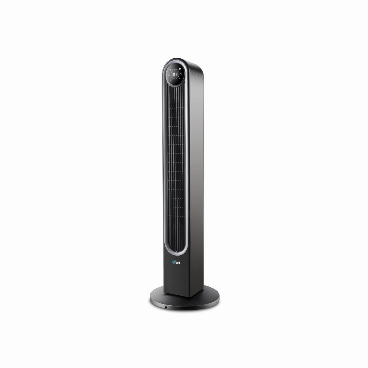 iFan 42" DC Bladeless Tower Fan  Remote Control, Touch-screen, Oscillation, Timer, LED Lamp, 3 Modes, Quiet, 24-Speed, black, IF7469