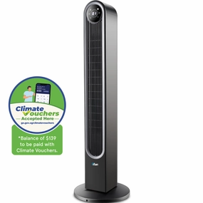 iFan 42" DC Bladeless Tower Fan  Remote Control, Touch-screen, Oscillation, Timer, LED Lamp, 3 Modes, Quiet, 24-Speed, black, IF7469 standing and wall fan combo for airflow control