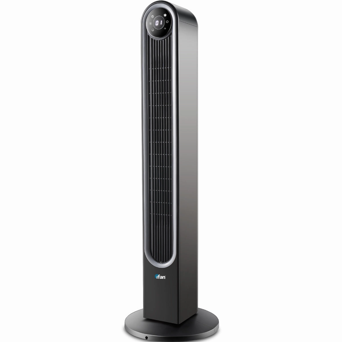 iFan 42" DC Bladeless Tower Fan  Remote Control, Touch-screen, Oscillation, Timer, LED Lamp, 3 Modes, Quiet, 24-Speed, black, IF7469