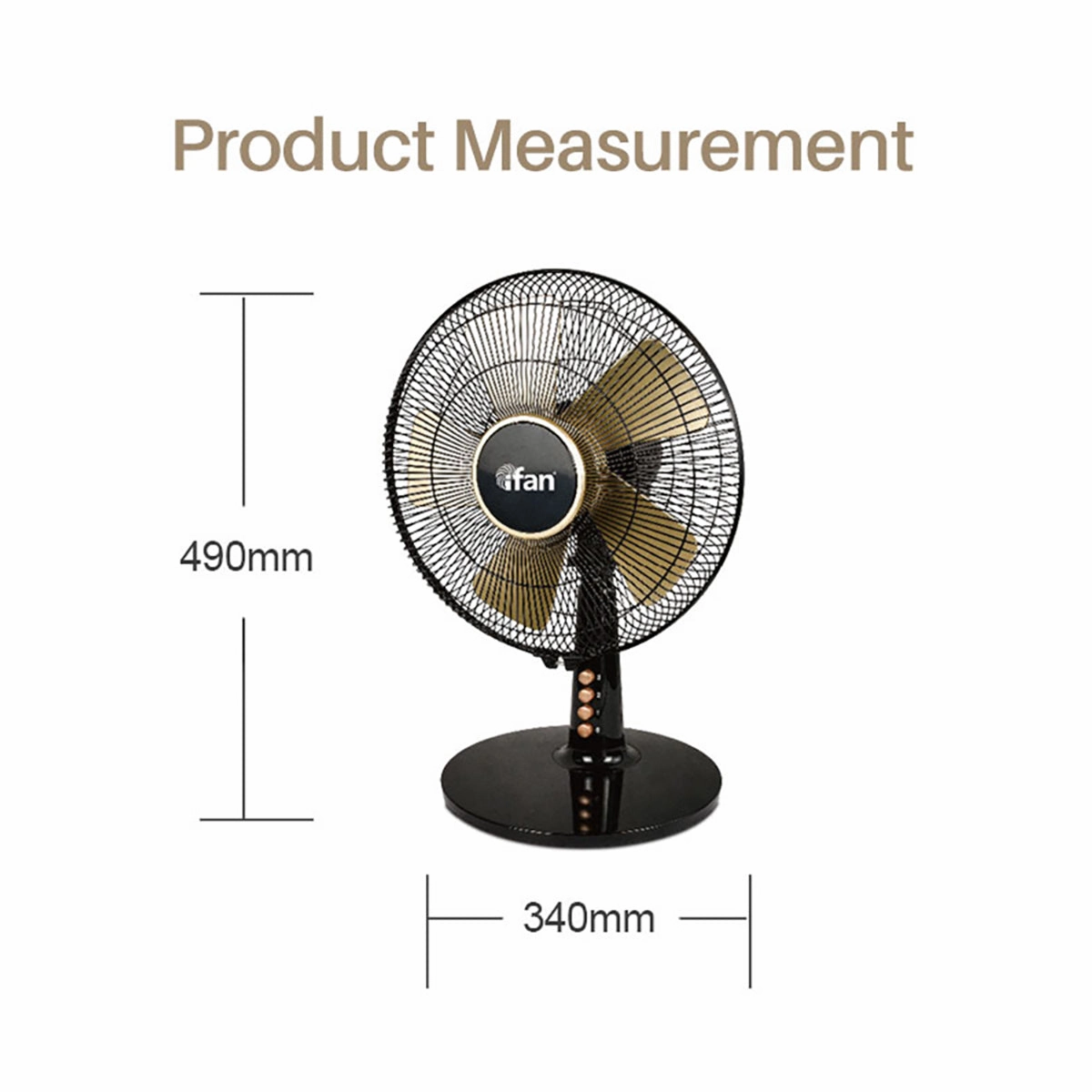 iFan 9 Desk Fan  5 Blades, Turbo Fan, Vortex Airflow, Oscillation, Adjustable Height, Energy-saving, 2-Speed, black, IF404