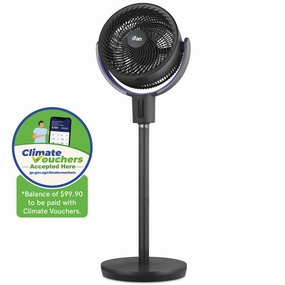 iFan 9" DC Air Circulator Stand Fan with Remote Control  36 Speeds, Adjustable Height, Oscillation, Timer, IF7456 standing and wall fan combo for airflow control