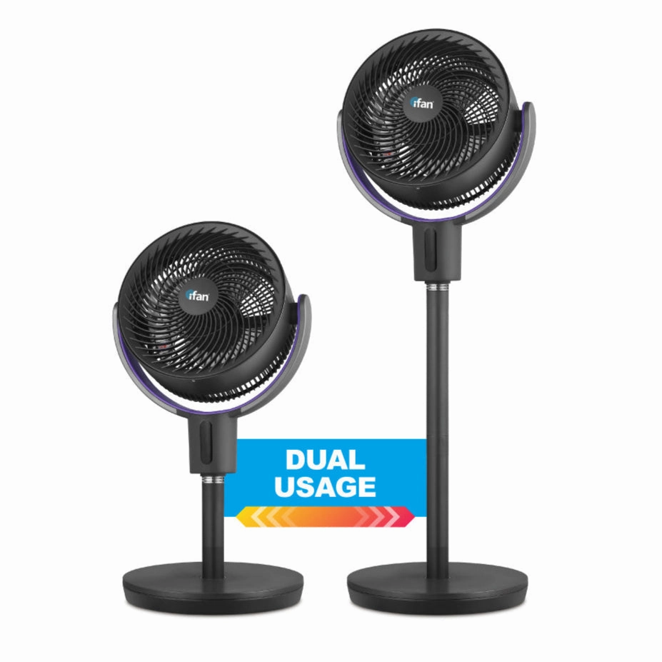 iFan 9" DC Air Circulator Stand Fan with Remote Control  36 Speeds, Adjustable Height, Oscillation, Timer, IF7456