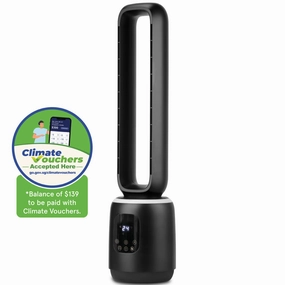 iFan DC Bladeless Tower Fan  Remote Control, Touch-screen, Oscillation, Timer, LED Lamp, 3 wind Modes, Quiet, 24-Speed, black, IF7463 standing and wall fan combo for airflow control