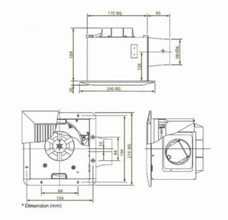KDK 17CUH Ceiling Mount Ventilating Fan 17cm