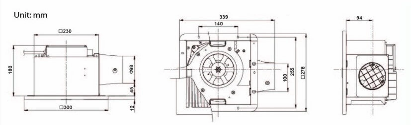 KDK 24JRB Ceiling Mount Ventilating Fan With Sensor