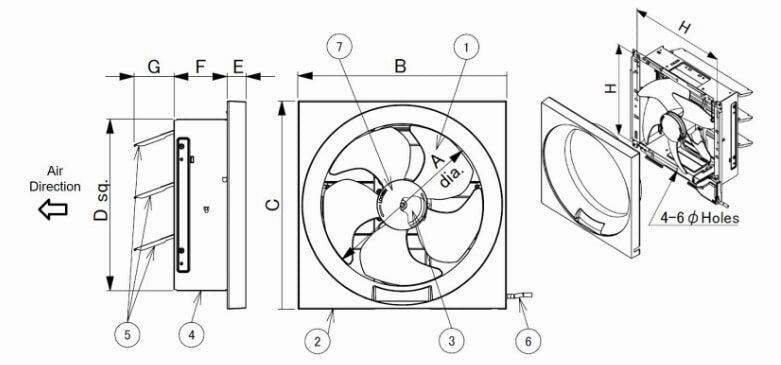 KDK 25AUA Wall Mount Ventilating Fan 25cm