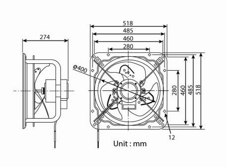 KDK 40GSC Industrial Ventilating Fan (High Pressure) 40cm