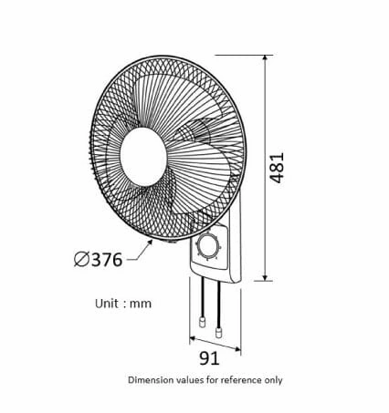 KDK M30CS Grey/Blue 30cm Wall Fan