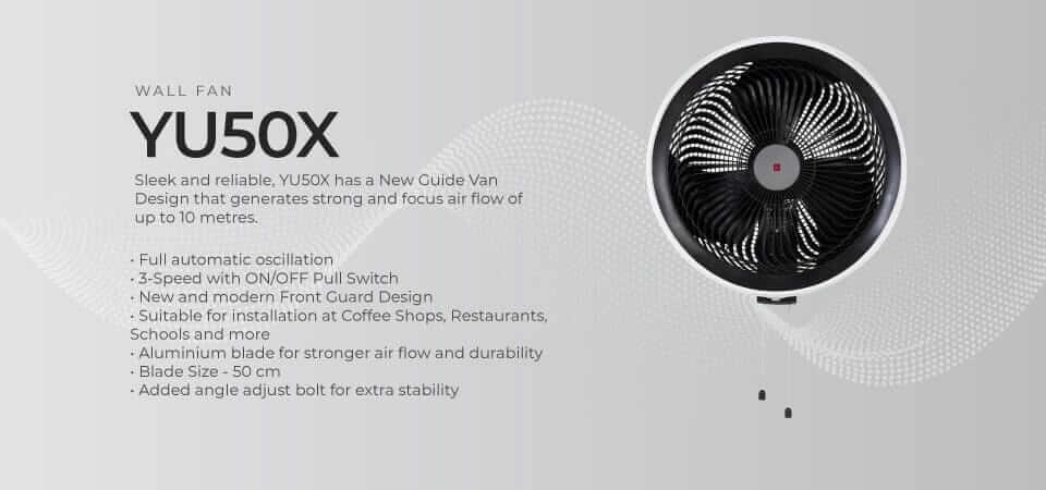 KDK YU50X white/Black Industrial Wall Fan 50cm (Pre-Order)