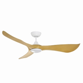 Keanu 56"Ceiling Fan Matte White / Teak outdoor exterior fans for patio cooling