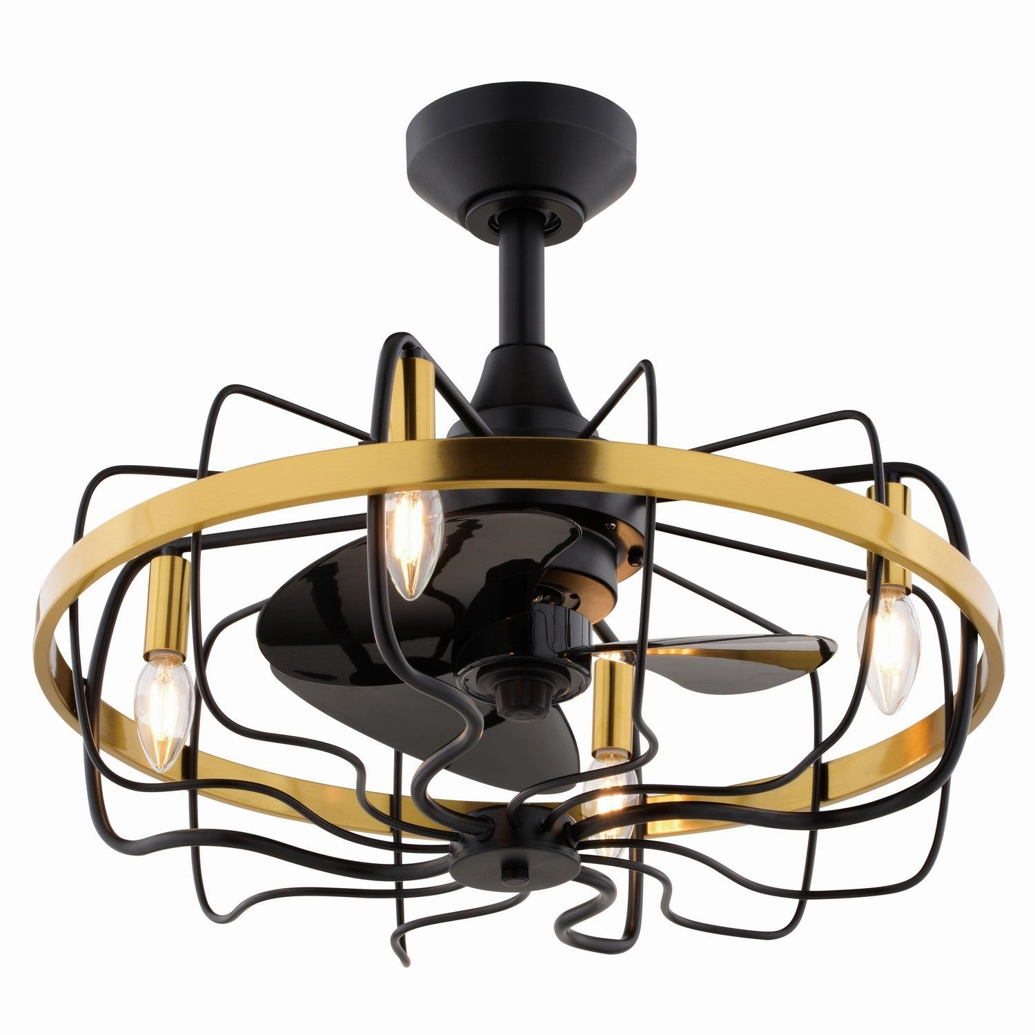 Kenton 21"Ceiling Fan Black and Satin Brass sleek design electric fans for modern homes