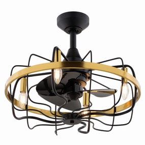Kenton 21"Ceiling Fan Black and Satin Brass sleek design electric fans for modern homes