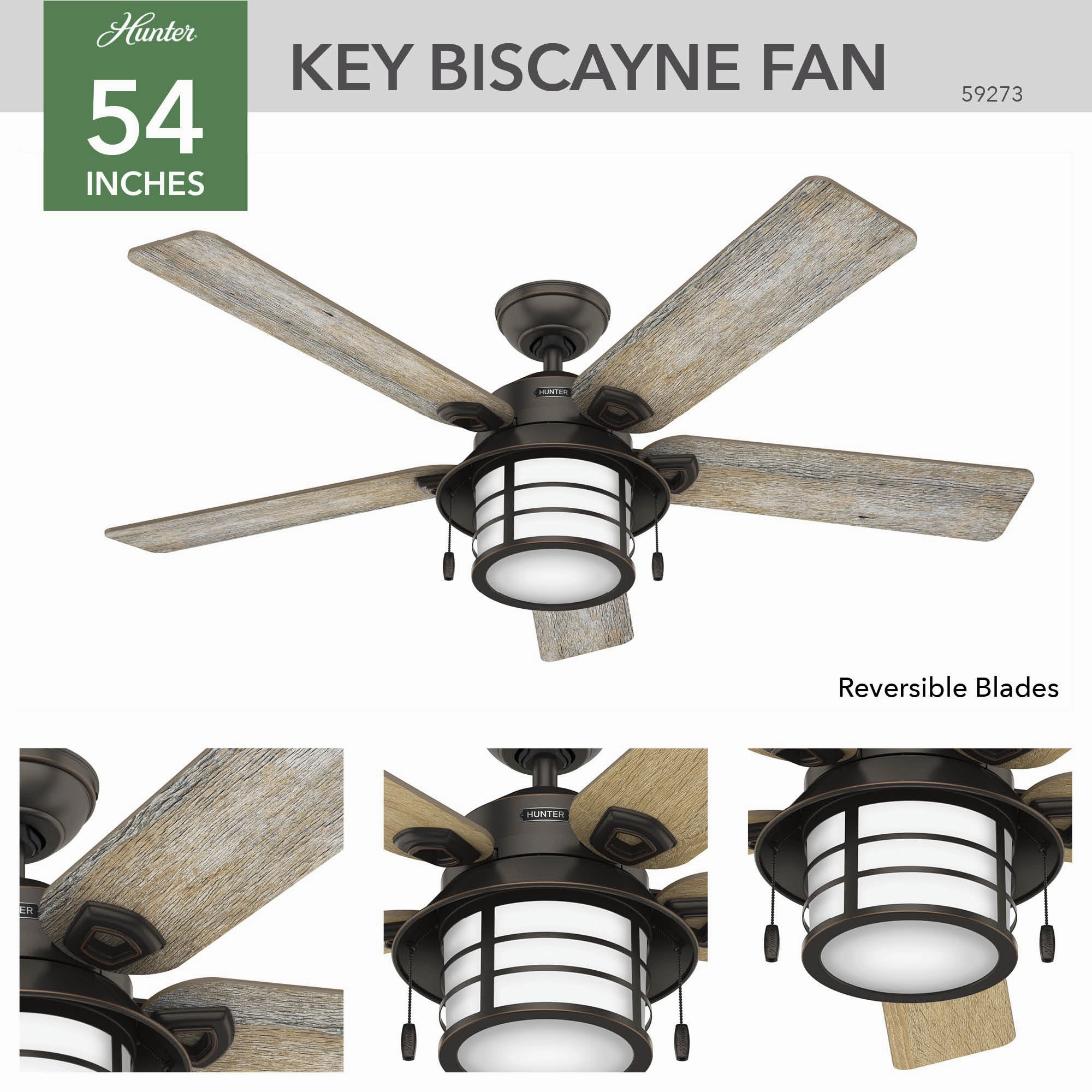 Key Biscayne 54"Ceiling Fan Onyx Bengal