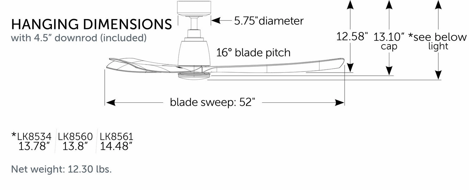 Kute 52 52"Ceiling Fan Black