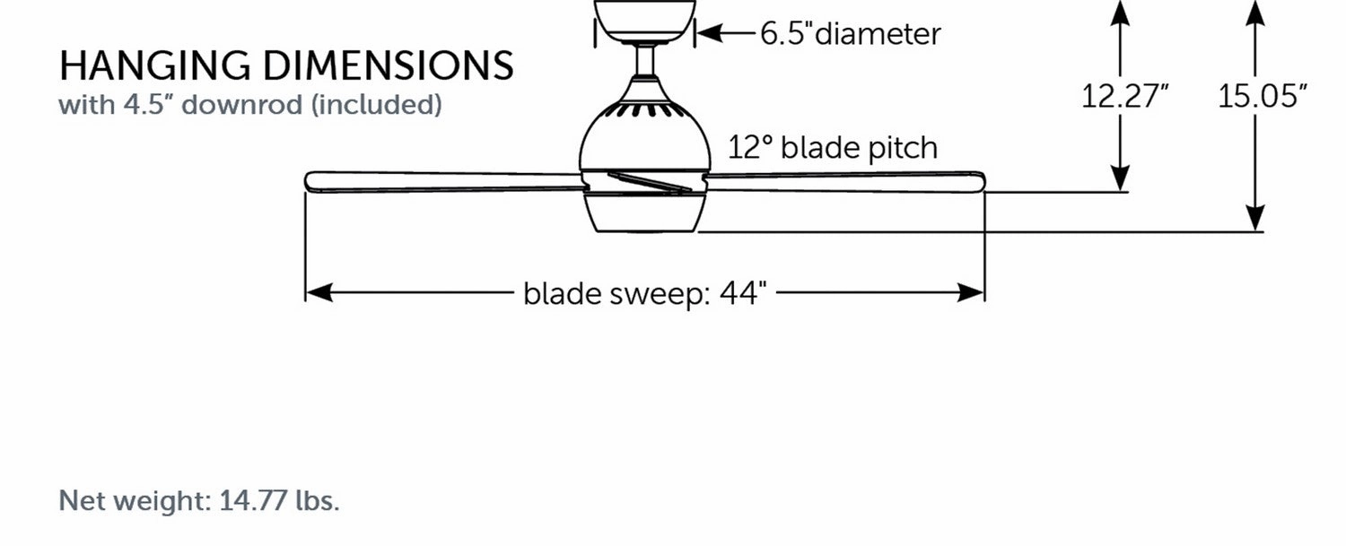 Kwad 44 44"Ceiling Fan Brushed Satin Brass