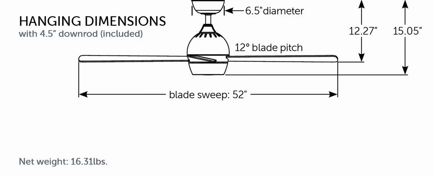 Kwad 52 52"Ceiling Fan Black