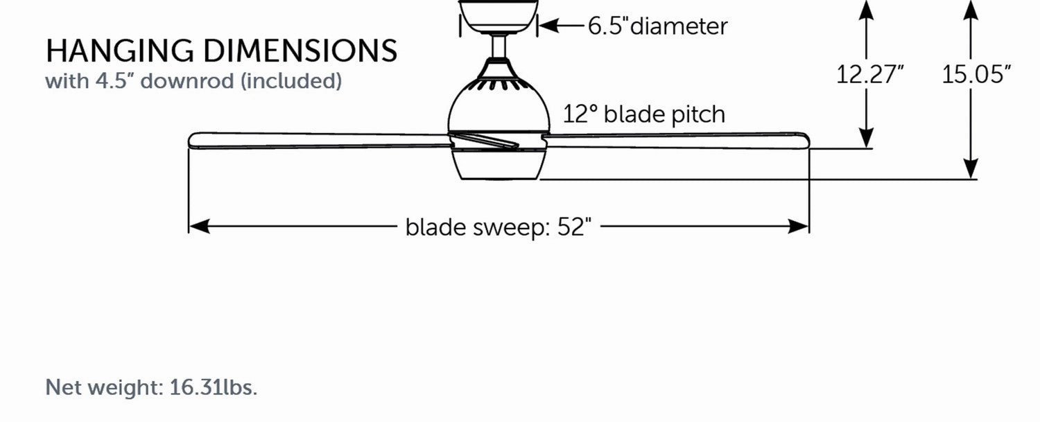 Kwad 52 52"Ceiling Fan Brushed Nickel