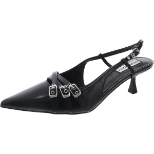 Loca Womens Adjustable Leather Slingback Heels