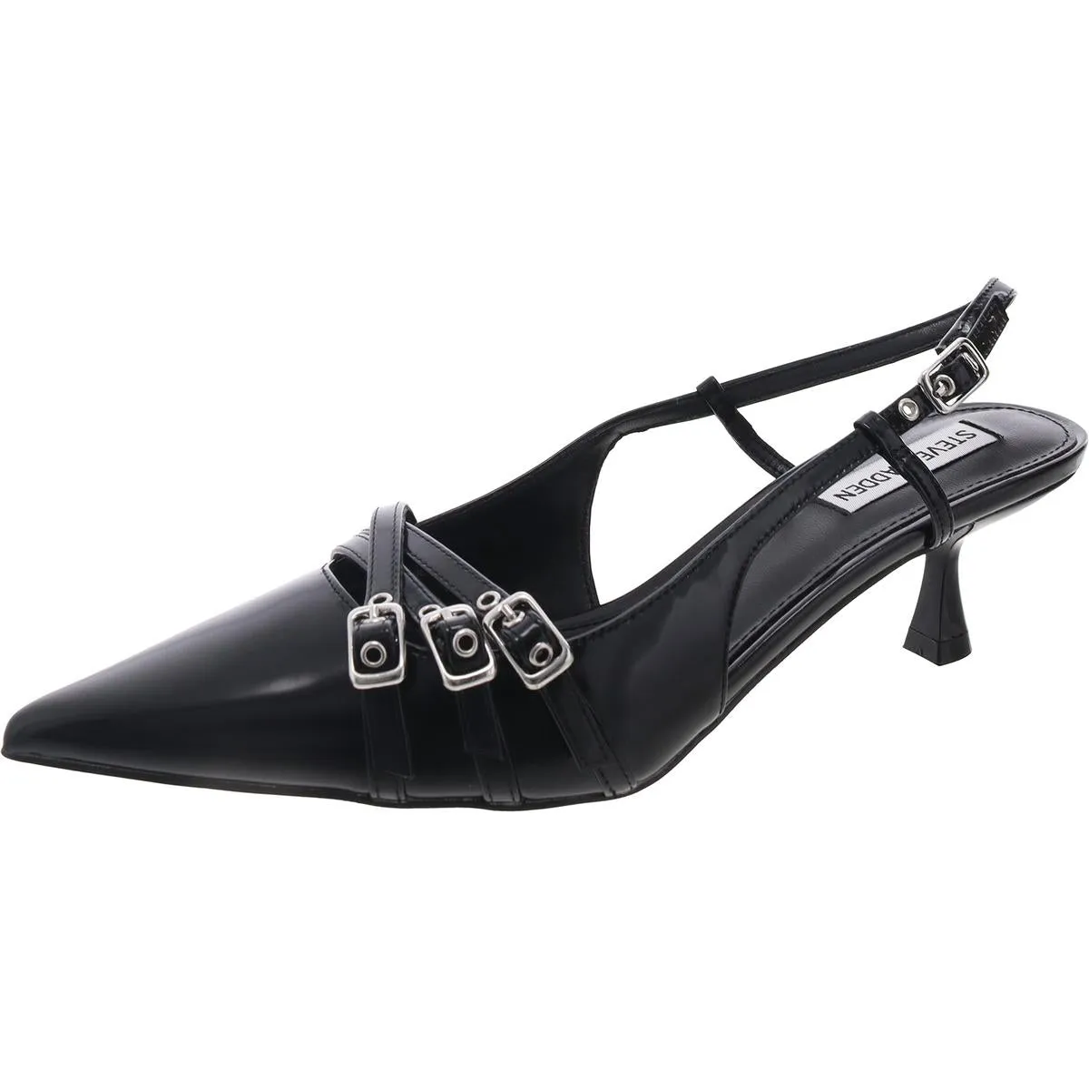 Loca Womens Adjustable Leather Slingback Heels