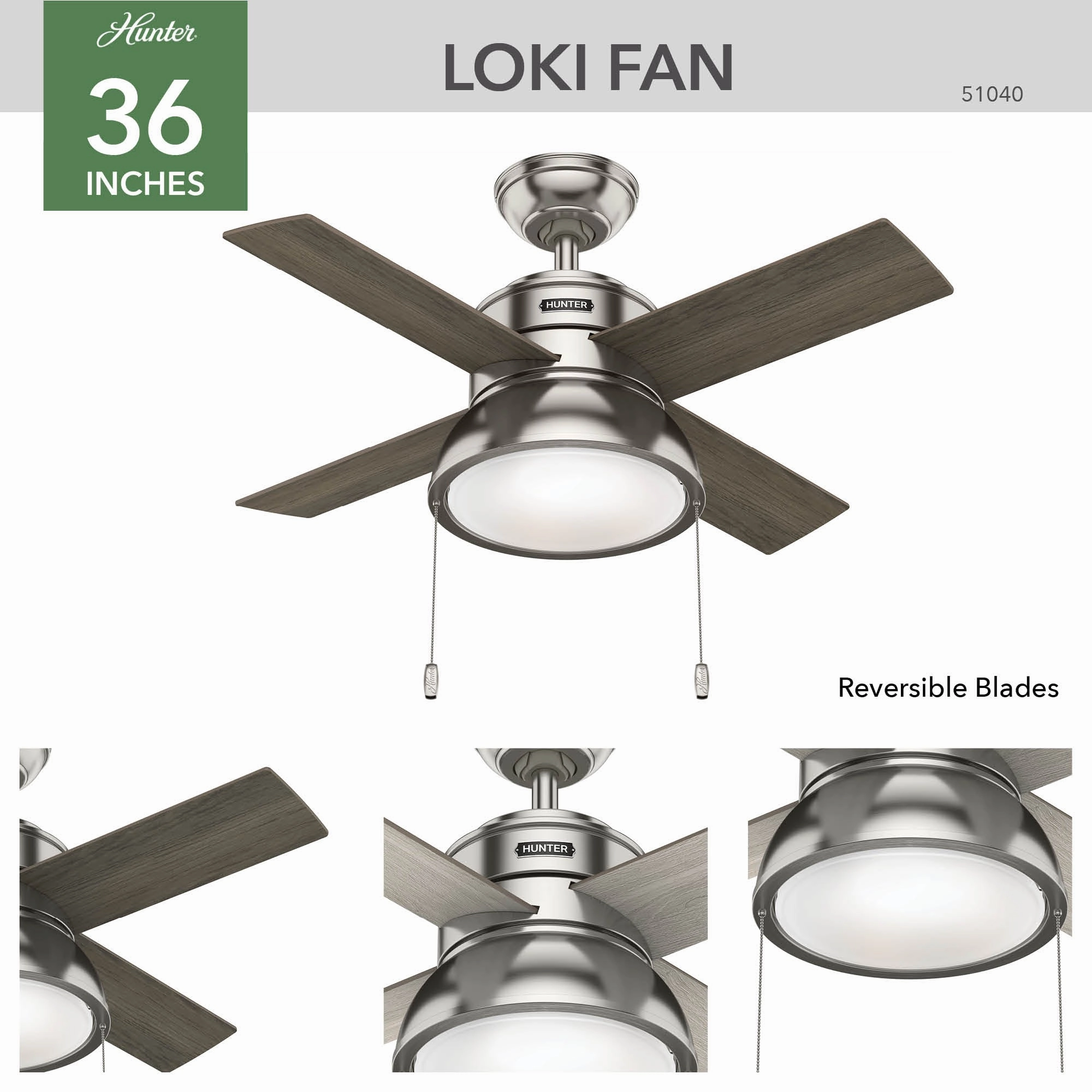 Loki 36"Ceiling Fan Brushed Nickel