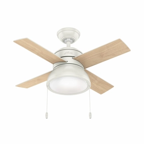 Loki 36"Ceiling Fan Fresh White quiet small fans for desk or nightstand