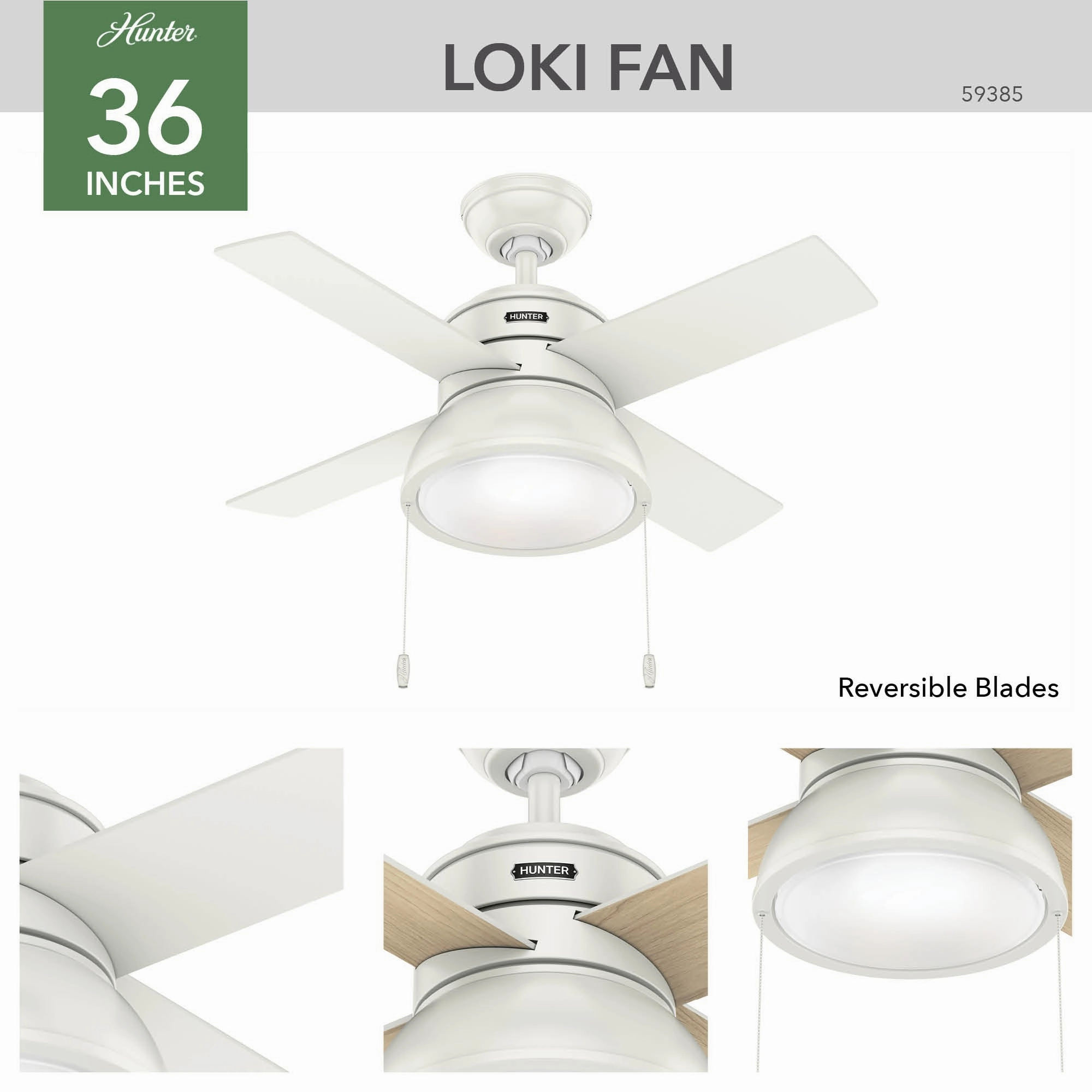 Loki 36"Ceiling Fan Fresh White
