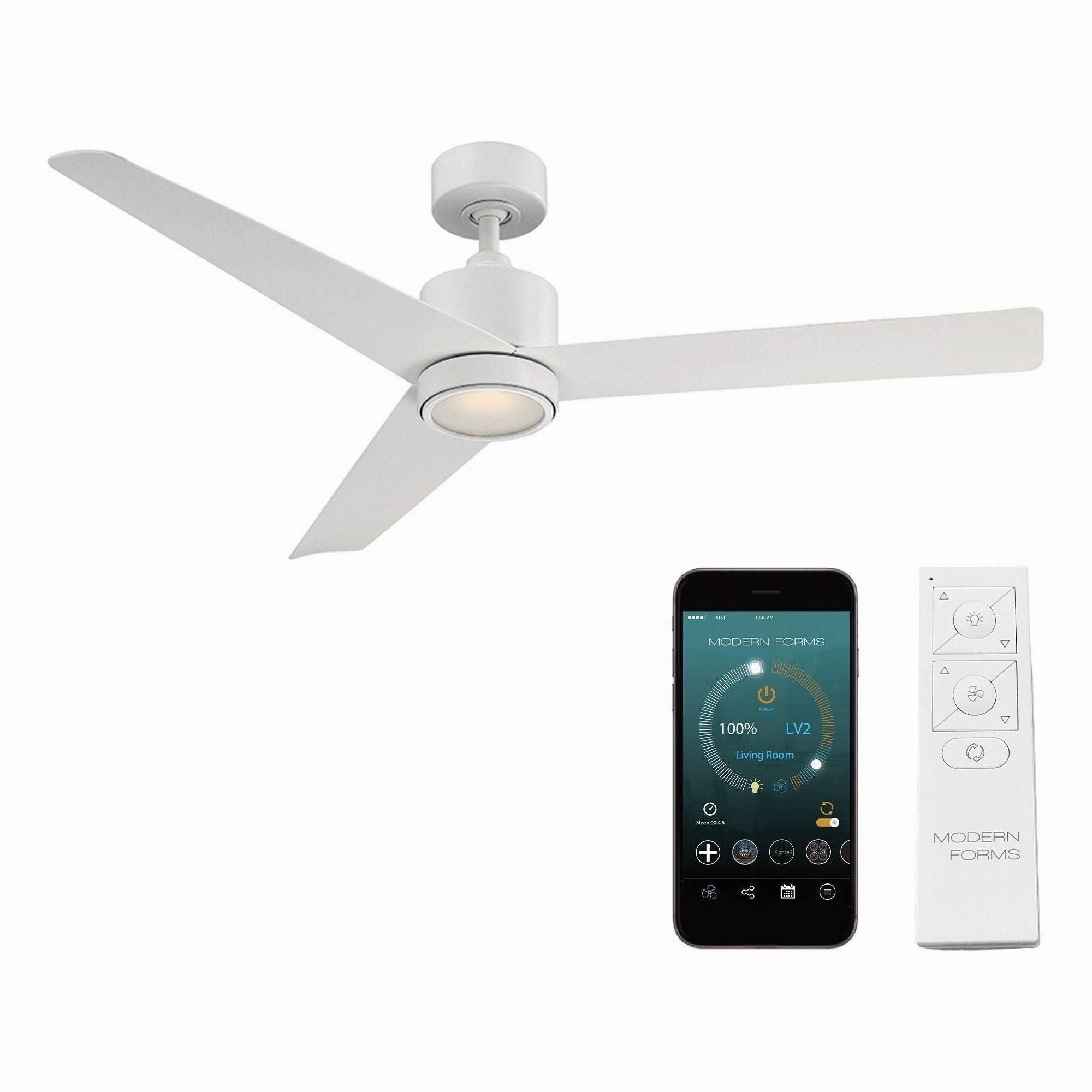 Lotus Indoor/Outdoor 3-Blade 54" Smart Ceiling Fan with LED Light Kit and Remote Control