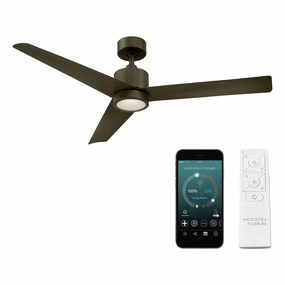 Lotus Indoor/Outdoor 3-Blade 54" Smart Ceiling Fan with LED Light Kit and Remote Control quiet ceiling fans with remote control