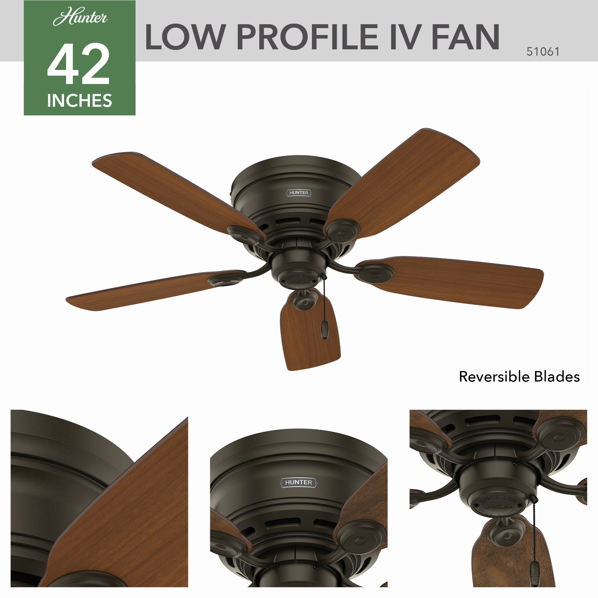 Low Profile 42"Ceiling Fan New Bronze