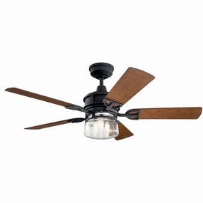 Lyndon 52"Ceiling Fan Distressed Black weatherproof fans for outdoor environments