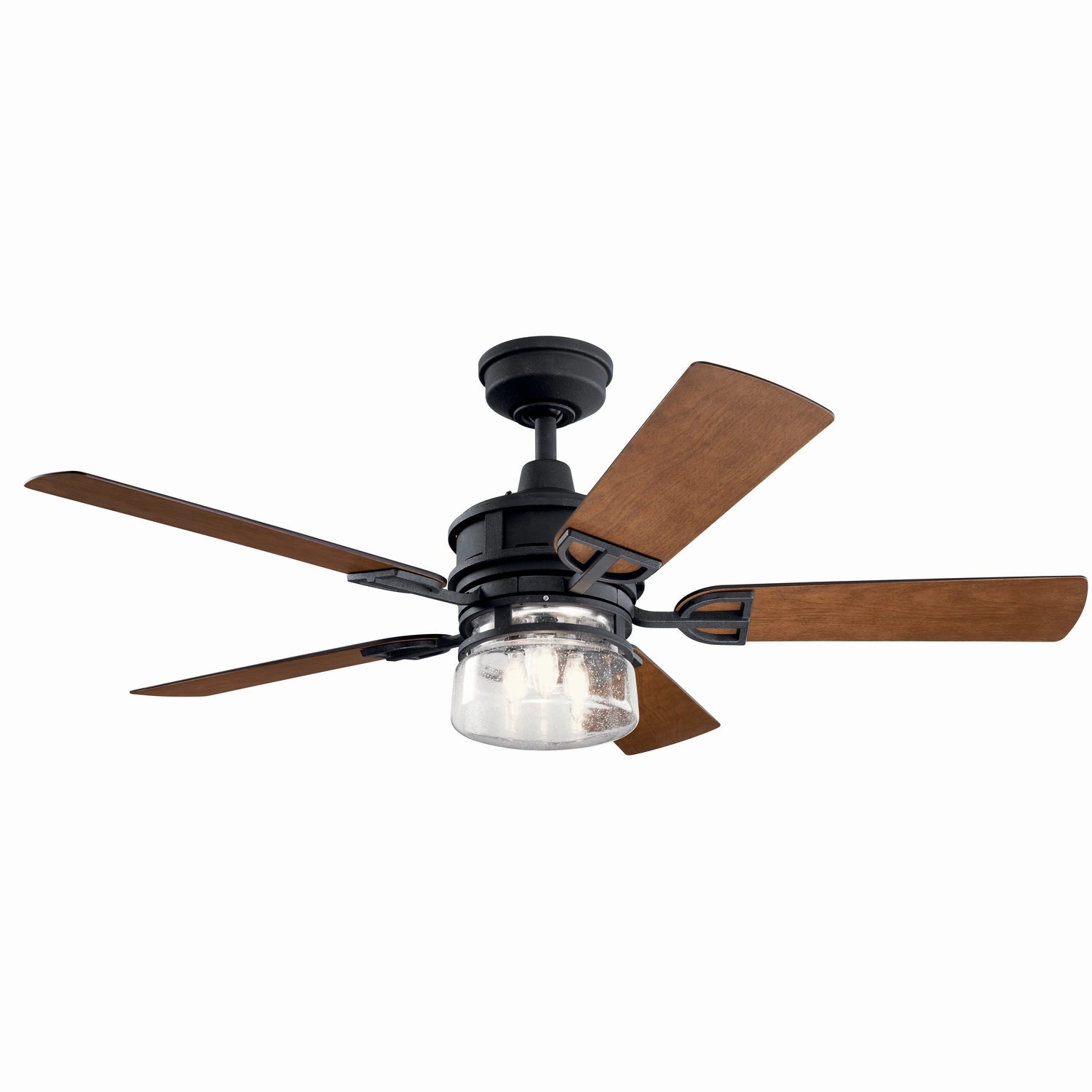 Lyndon 52"Ceiling Fan Distressed Black weatherproof fans for outdoor environments