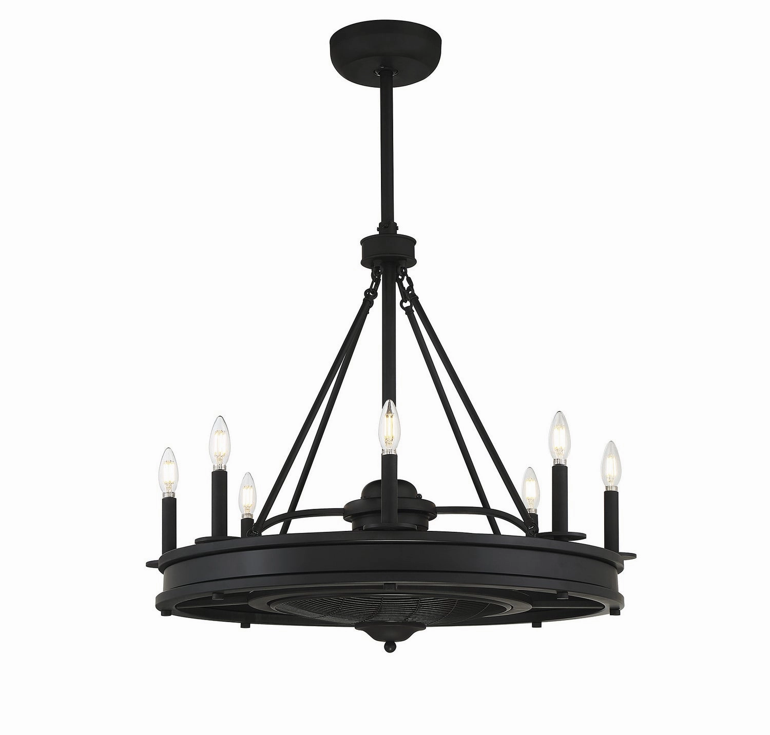 Lyon Eight Light Fan D'lier Matte Black