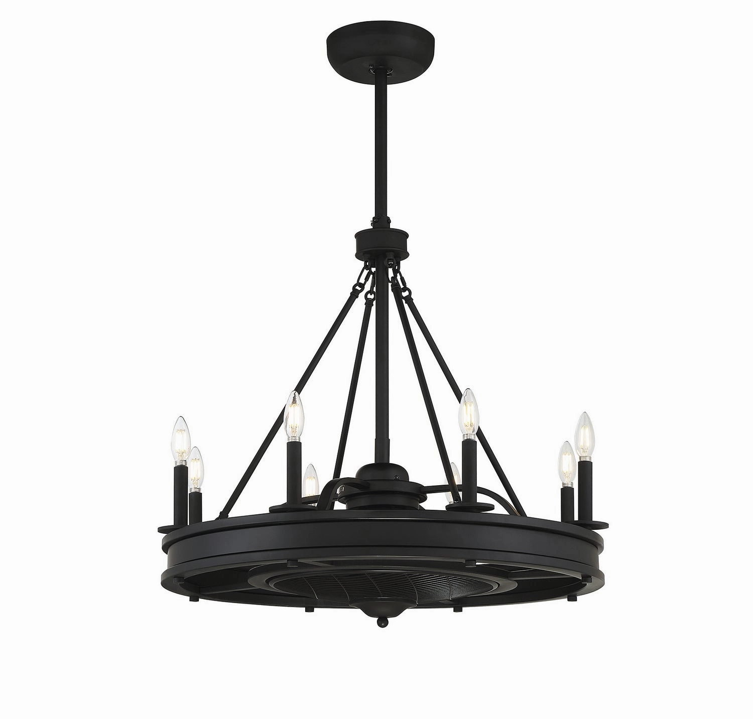 Lyon Eight Light Fan D'lier Matte Black