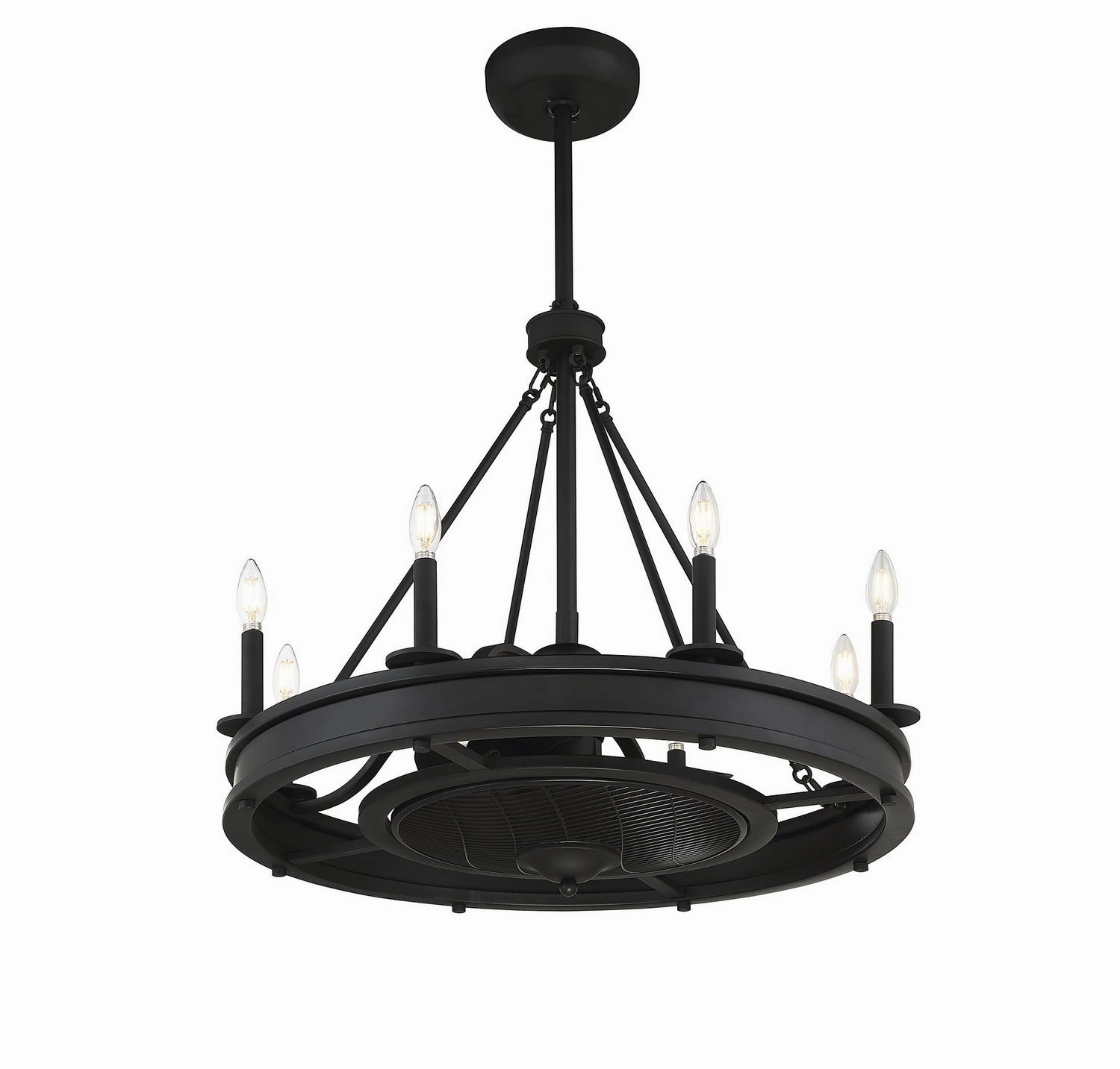 Lyon Eight Light Fan D'lier Matte Black