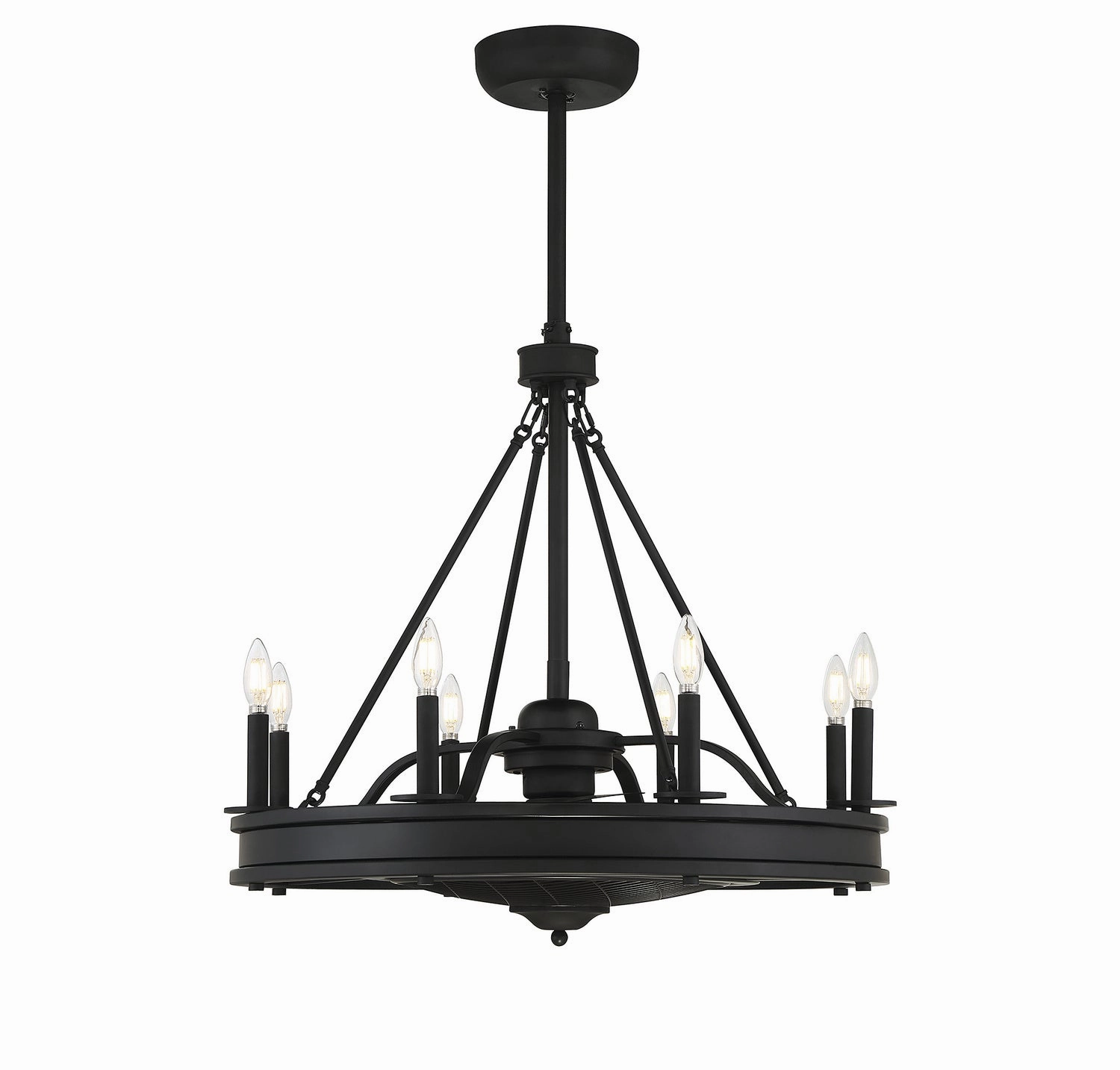 Lyon Eight Light Fan D'lier Matte Black energy-efficient fans for everyday cooling