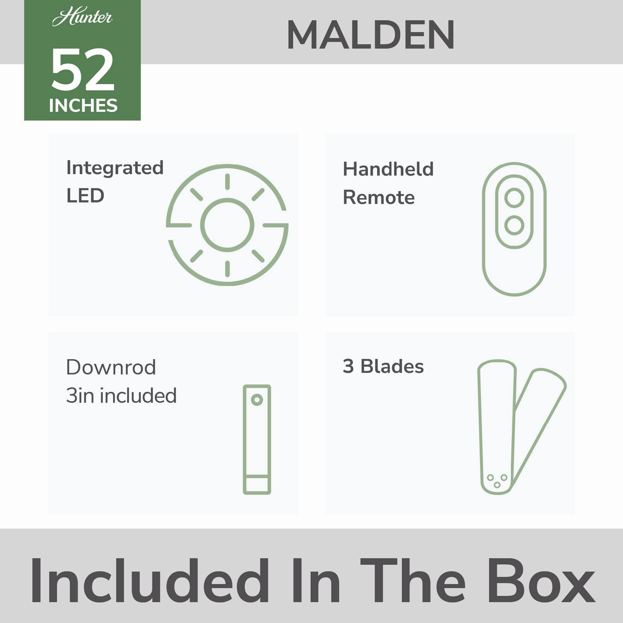 Malden 52"Ceiling Fan Matte White