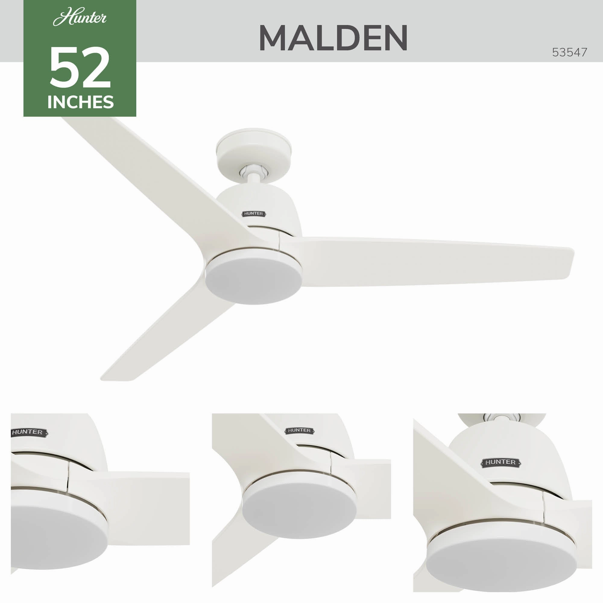 Malden 52"Ceiling Fan Matte White