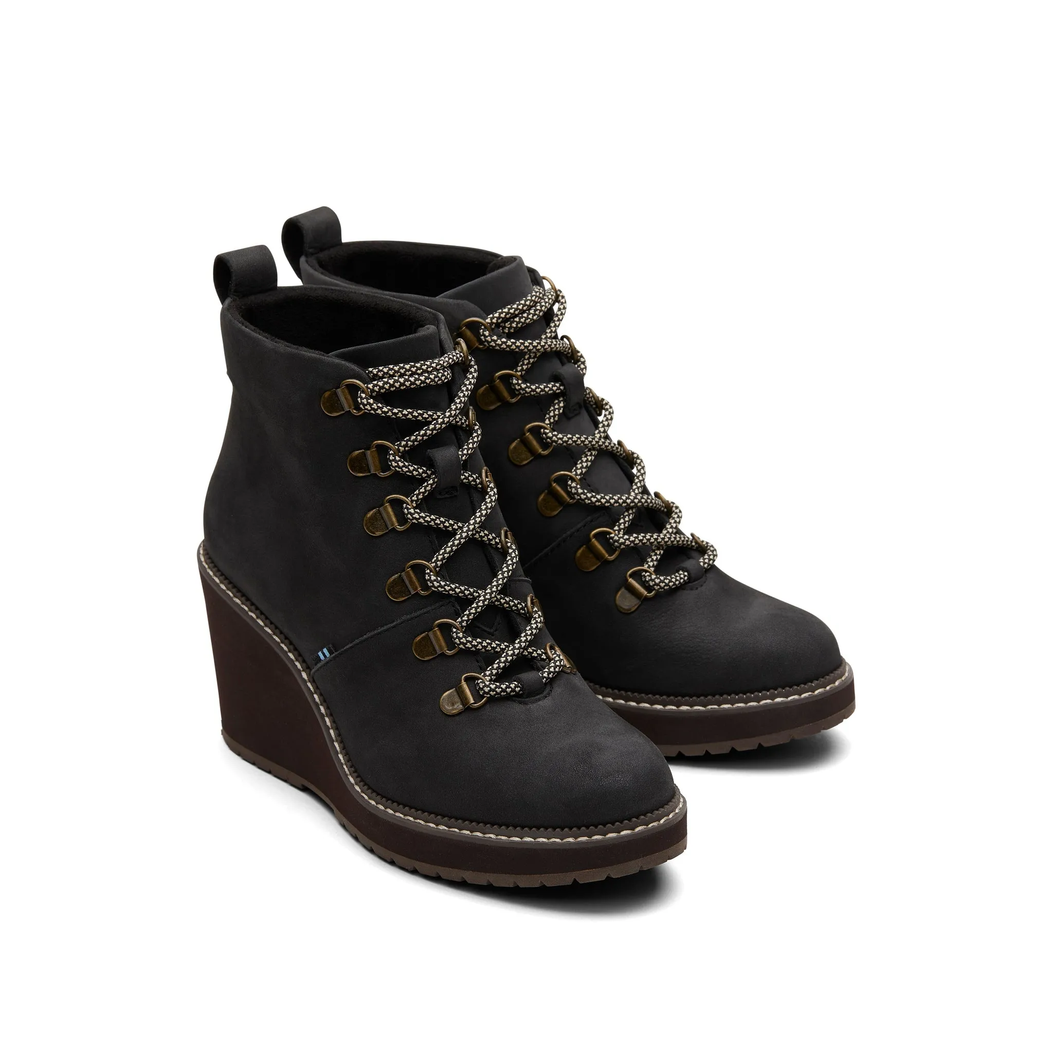 Melrose Black Water Resistant Lace-Up Wedge Boot
