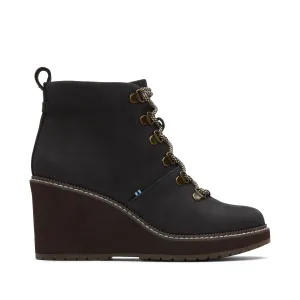 Melrose Black Water Resistant Lace-Up Wedge Boot
