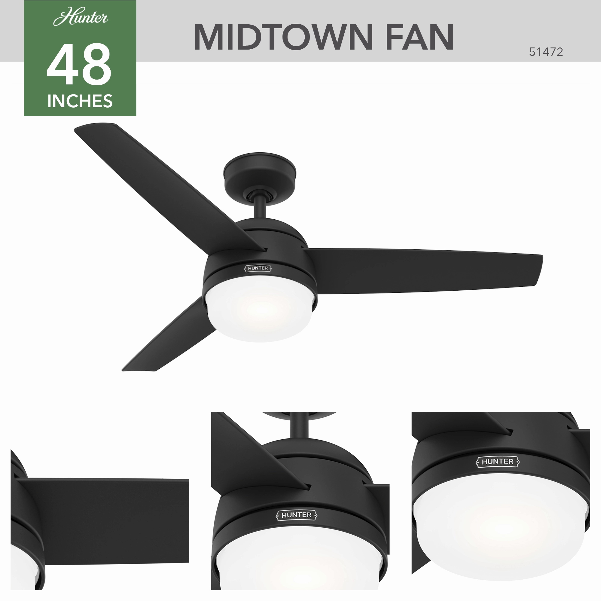 Midtown 48"Ceiling Fan Matte Black