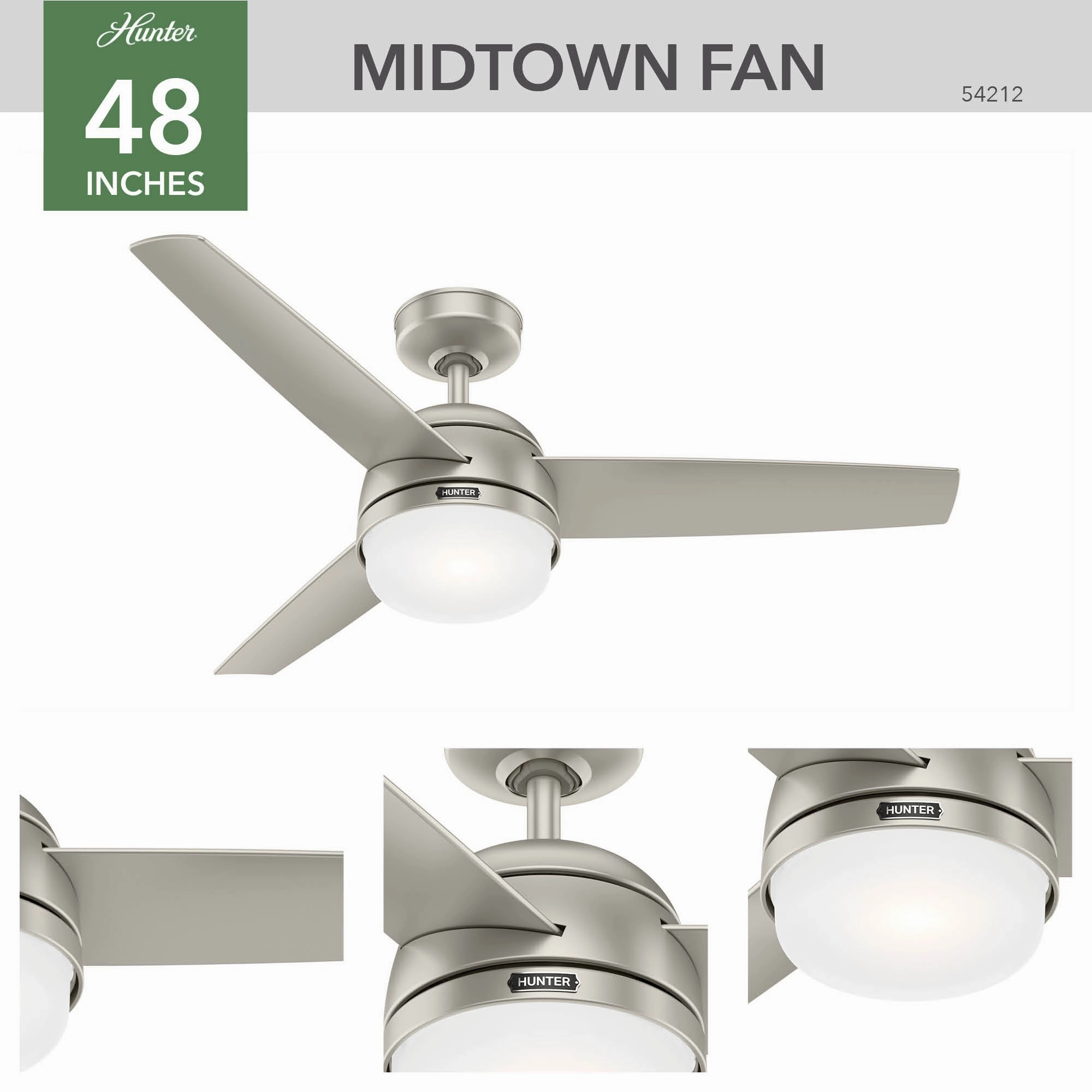 Midtown 48"Ceiling Fan Matte Nickel