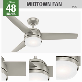 Midtown 48"Ceiling Fan Matte Nickel quiet small fans for desk or nightstand