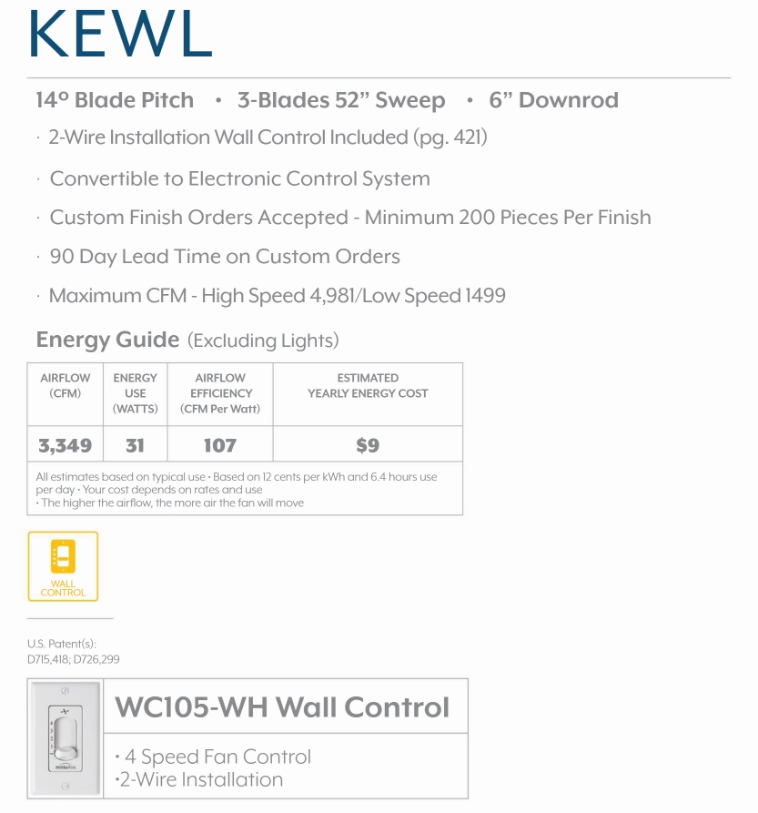 Minka Aire Kewl 52" Ceiling Fan with Wall Control
