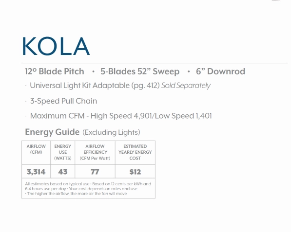 Minka Aire Kola 52" 3 Speed Pull Chain Ceiling Fan