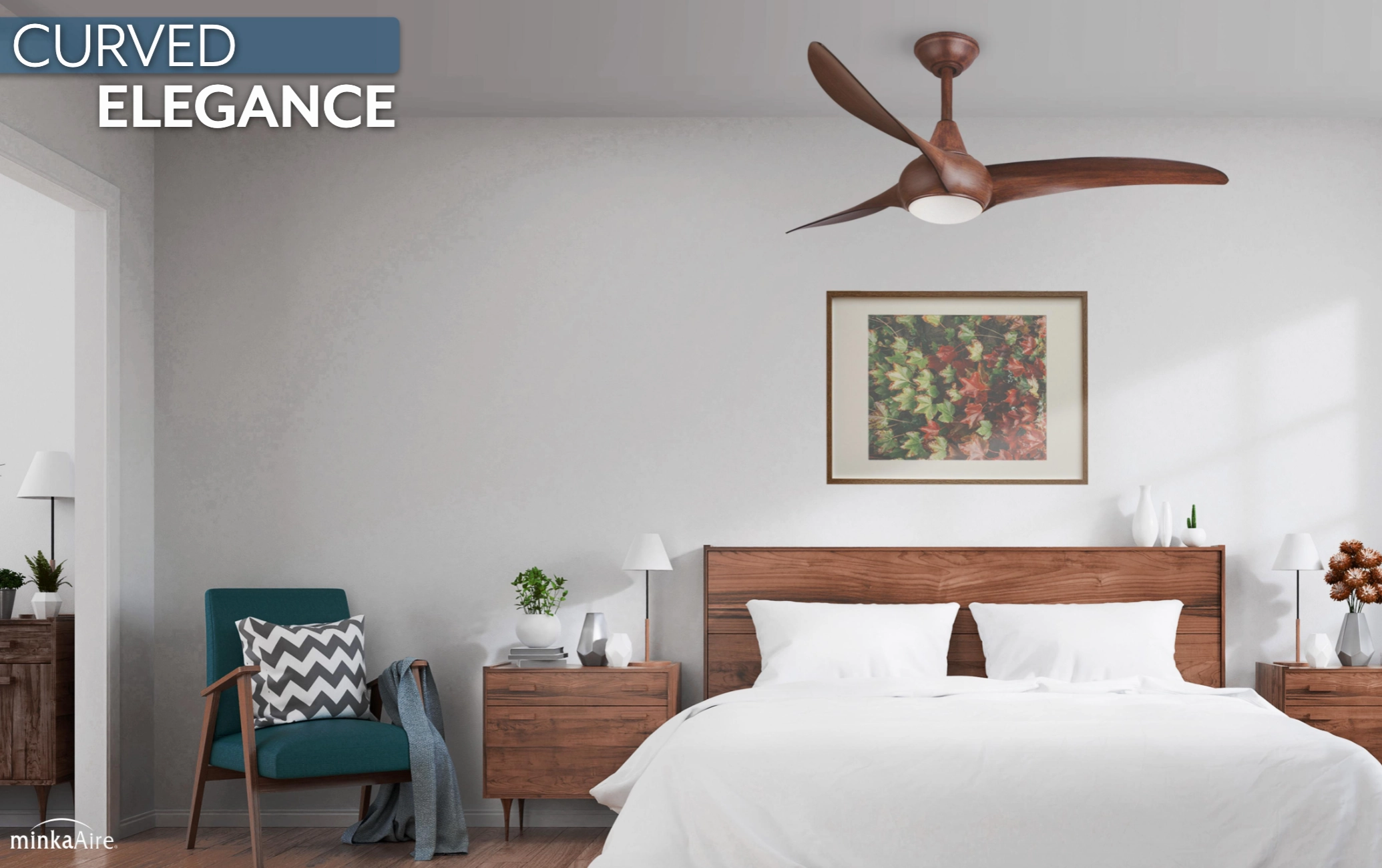 Minka Aire Light Wave Ceiling Fan with LED Light and Hand Held Remote