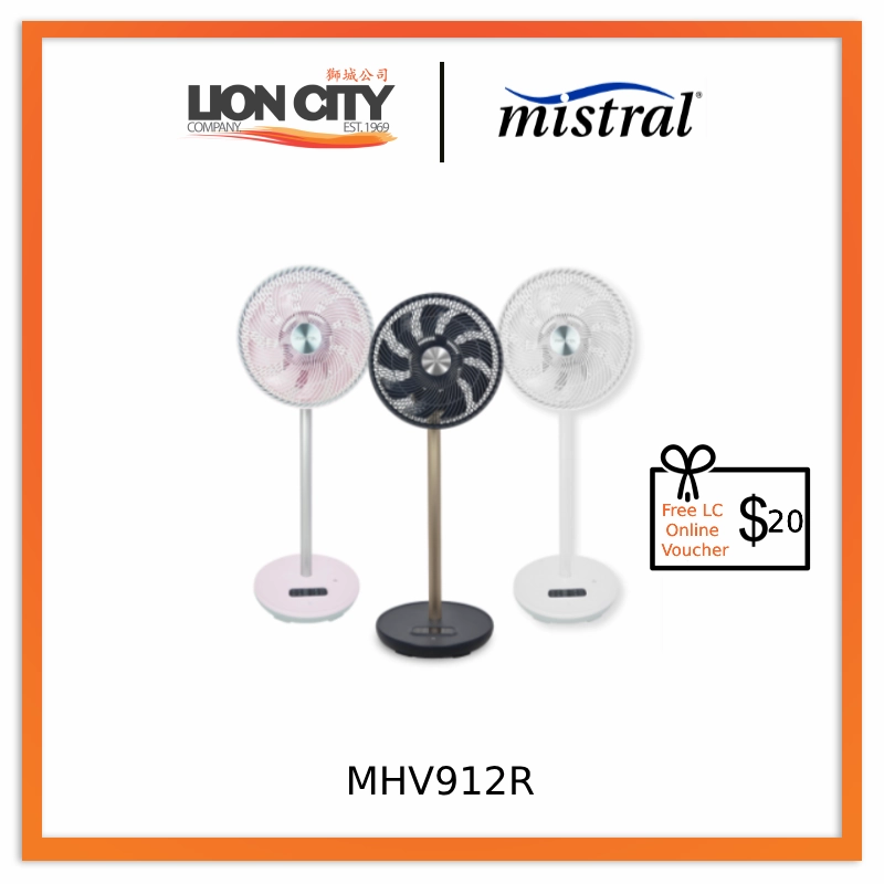 Mistral 12" High Velocity Stand Fan with Remote Control MHV912R standard all-purpose electric cooling fans