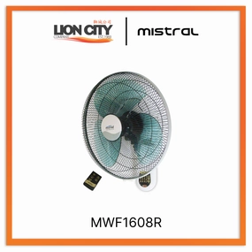 Mistral MWF1608R 16" Wall Fan W/Remote Grey standard all-purpose electric cooling fans