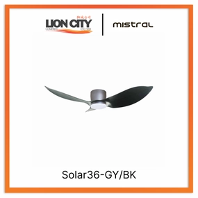 MISTRAL Solar36-GY/BK Ceiling Fan-36" Huggger 24W LED standard all-purpose electric cooling fans