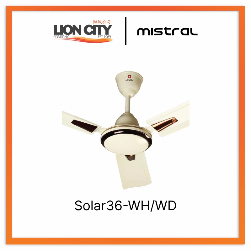 Mistral Solar36-WH/WD Ceiling Fan-36", Huggger, 24W LED White standard all-purpose electric cooling fans